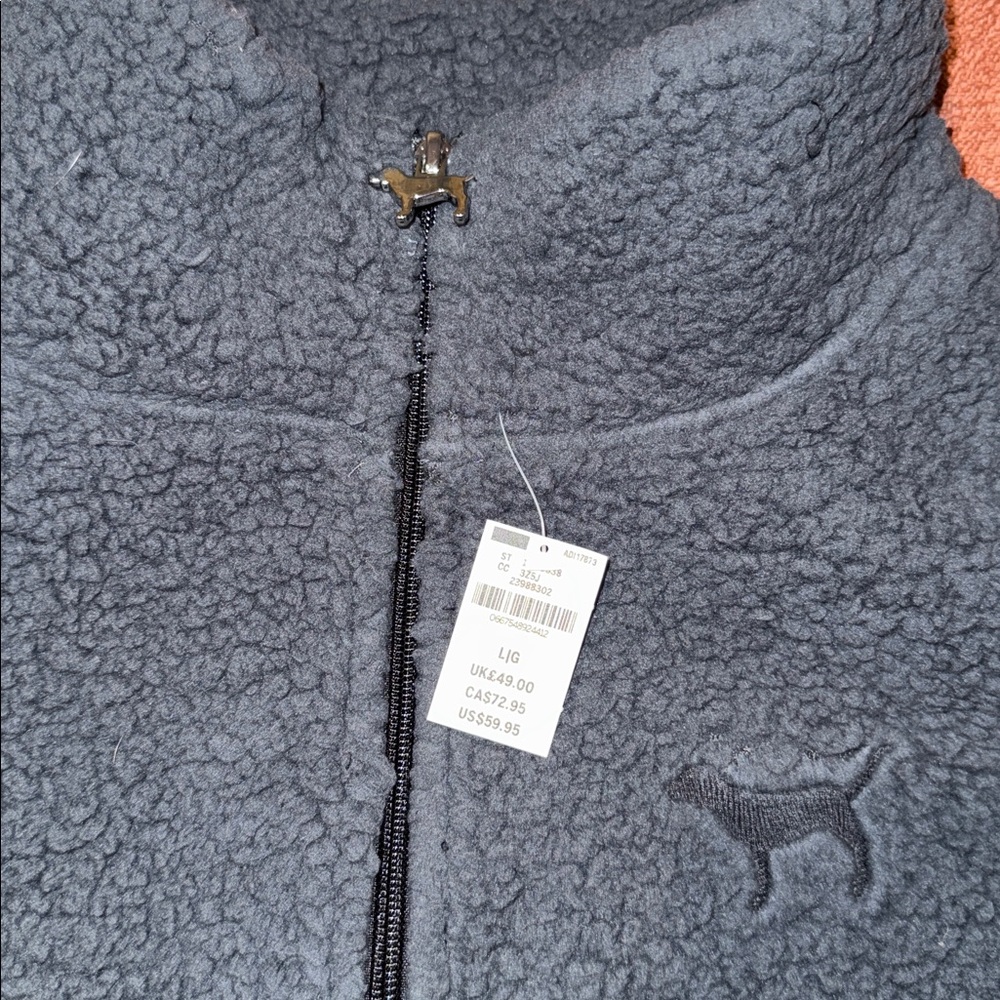 Victoria's Secret PINK Sherpa Sleeveless Vest Gray Large New Limited Edition Y2K - Picture 6 of 6